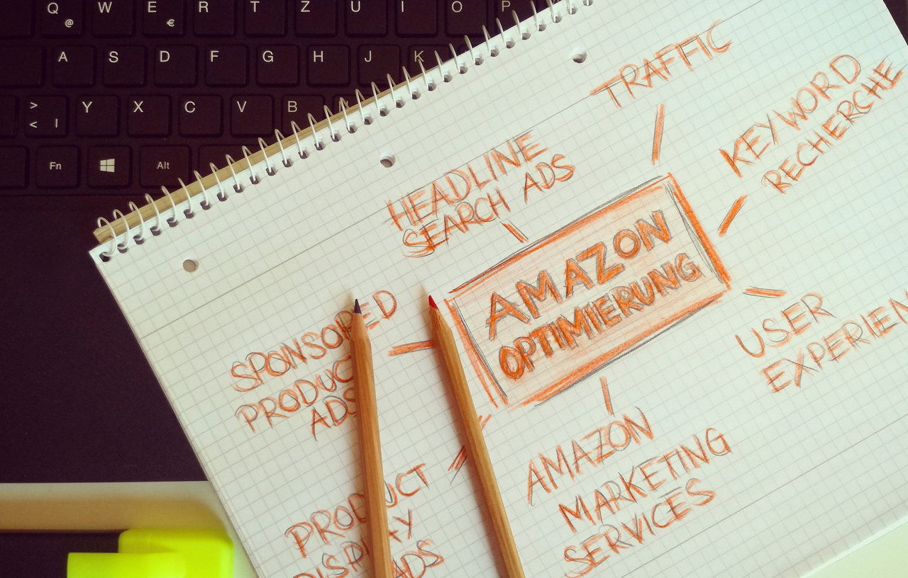 heros-img Visual representation of Amazon optimization techniques with handwritten notes and pencils.